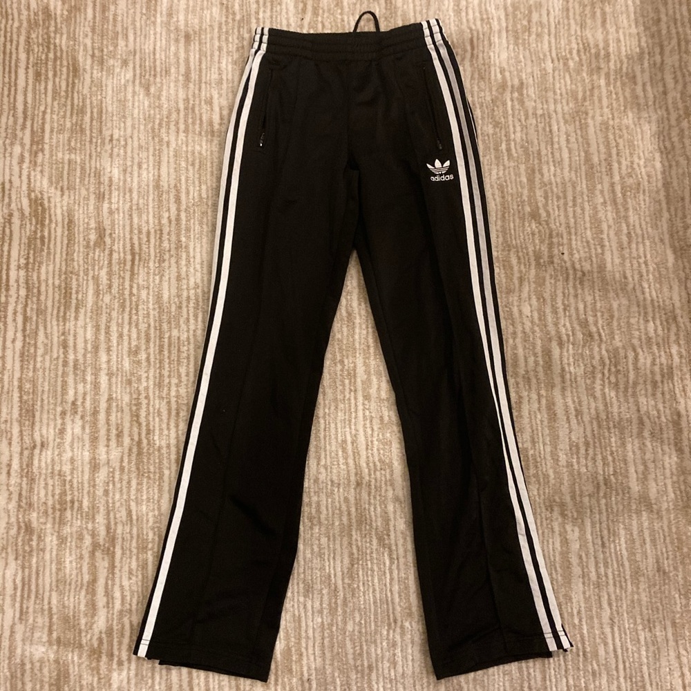 Adidas white strap black pants size XS